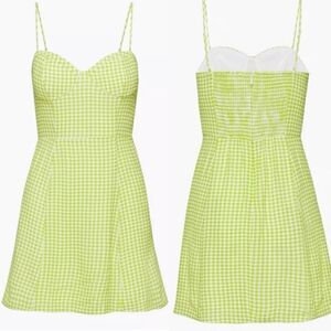 EUC Aritzia Sunday Best Viola Green Bustier Gingham Mini Dress XS